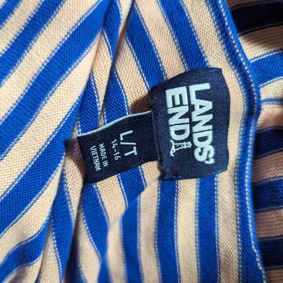 Lands' End Womens Whimsy Multicolor Striped Open Front Cardigan Sweater Large - Picture 2 of 6